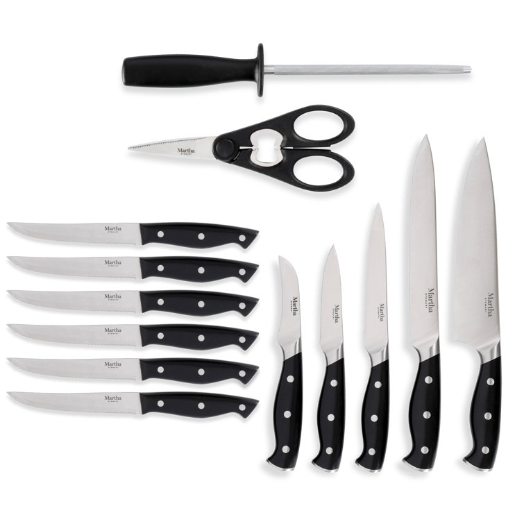 Martha Stewart Stainless Steel 14 Piece Cutlery and Knife Block Set in  Black in 2023