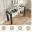 Console moderne avec tablette de rangement à 2 niveaux, plateau en verre trempé de 47,24 po et pieds en acier inoxydable, table d'entrée pour le couloir, le salon et le canapé derrière-1311676076