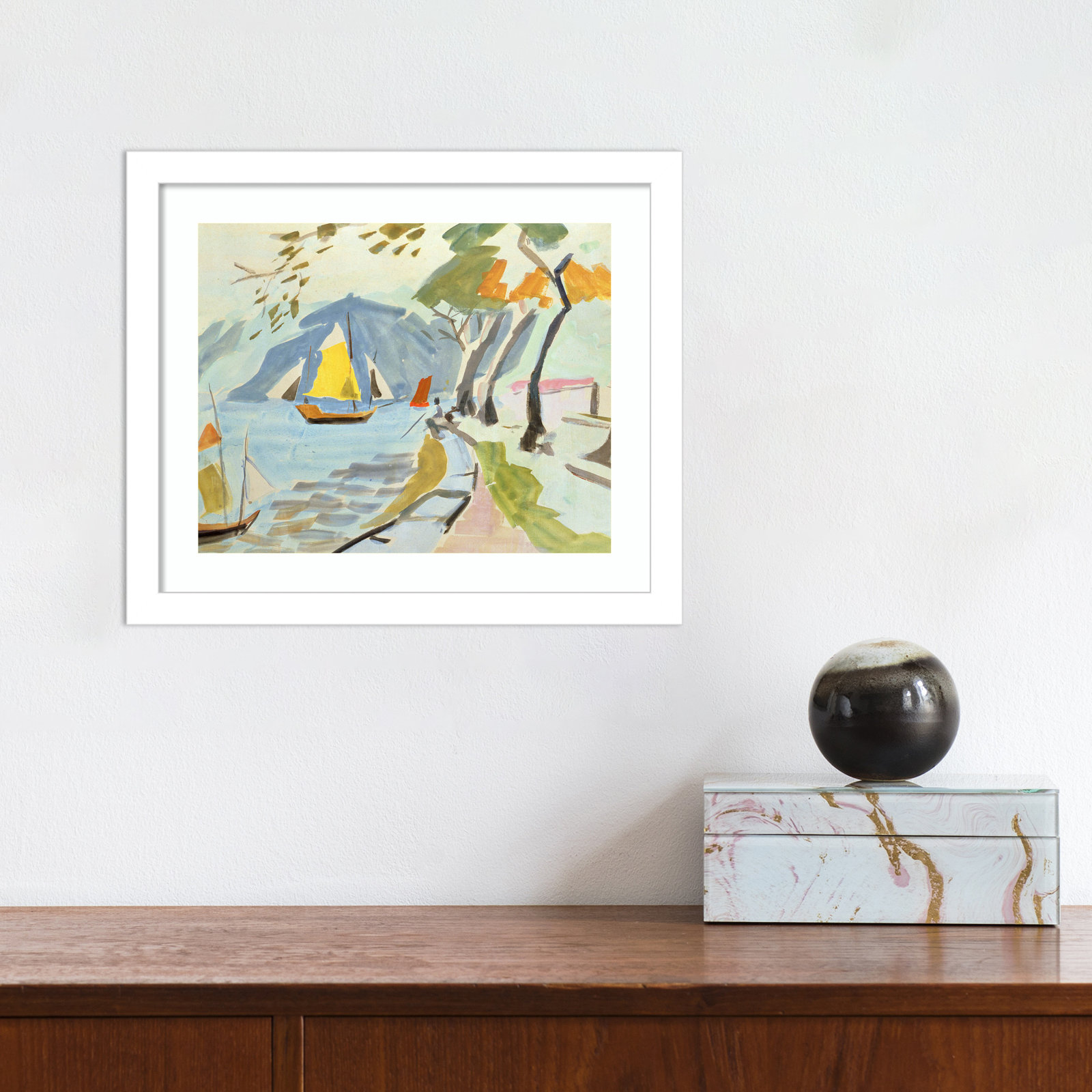 Macau Shoreline Print by Anne Durham, White, 11" H x 13" W x 1" D