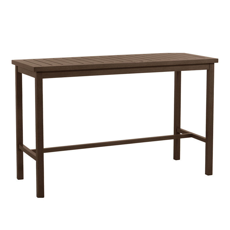 Club Aluminum Outdoor Bar Table, Oak