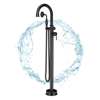 Hettinger 1 Handle Bathroom Freestanding Tub with Diverter