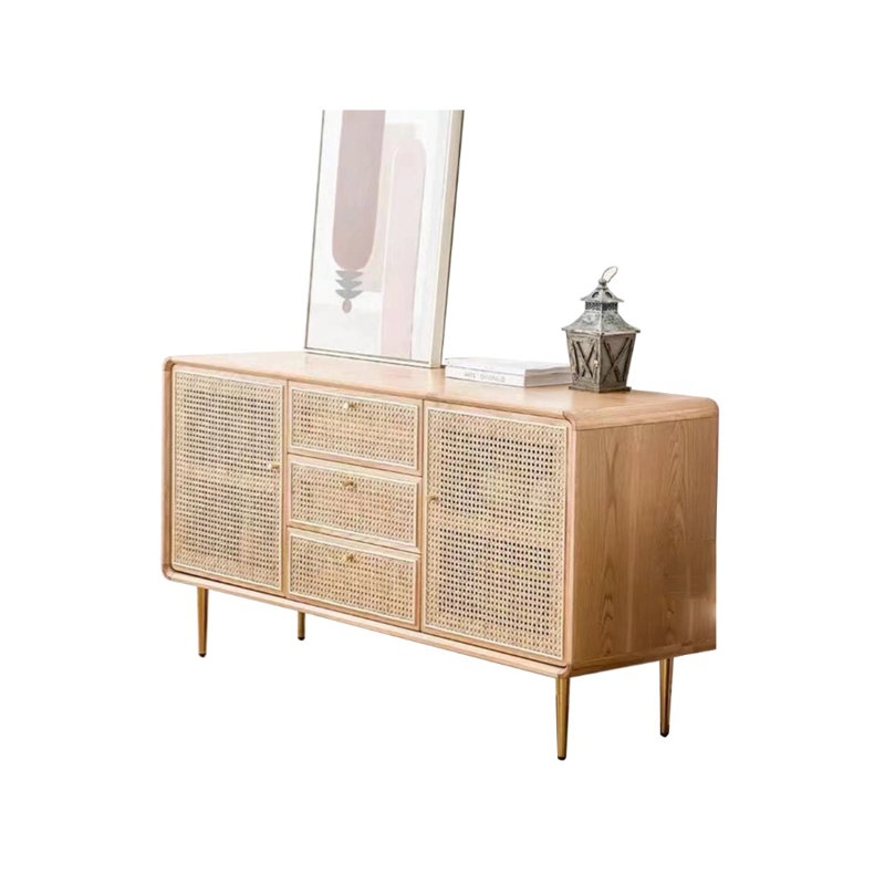 Armoire d'appoint multifonctionnelle en rotin tissé