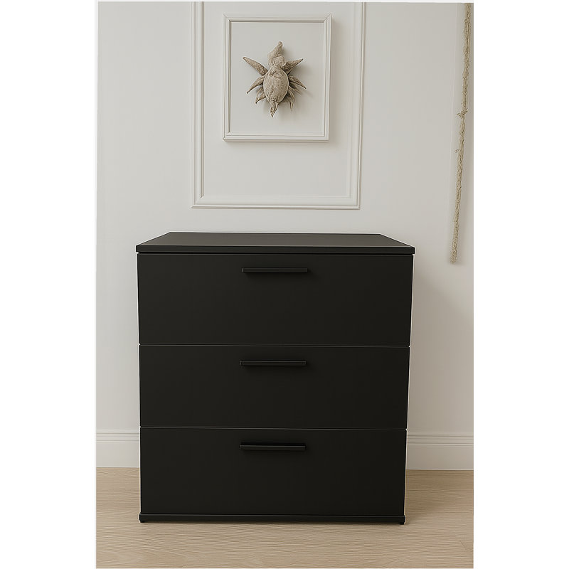 Commode noire à trois tiroirs Morgan
