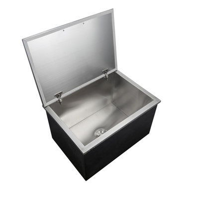 24" Drop-In Stainless Steel Ice Bin, Large Capacity Insulated Cooler with Lid & Drain, 24H Cold Retention for Outdoor Kitchen & Bar