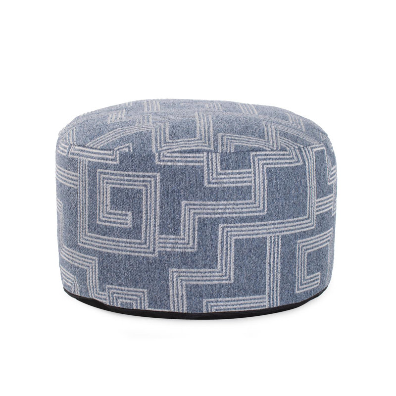 Petit pouf intérieur / extérieur Zevyn Syros Natural, Bleu