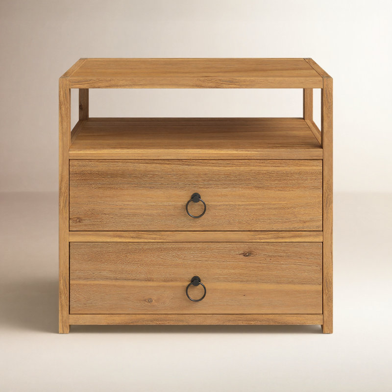 Lark 2 Drawer Wide Nightstand, Natural