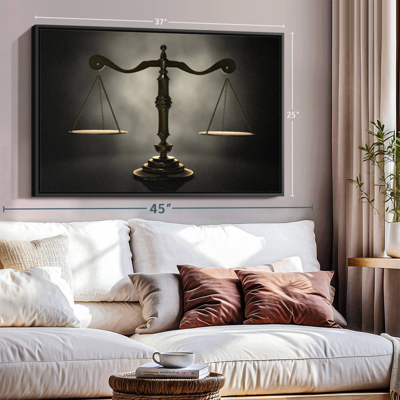 «Gold Scales Of Justice Wall Art», H 25 po x l 37 po