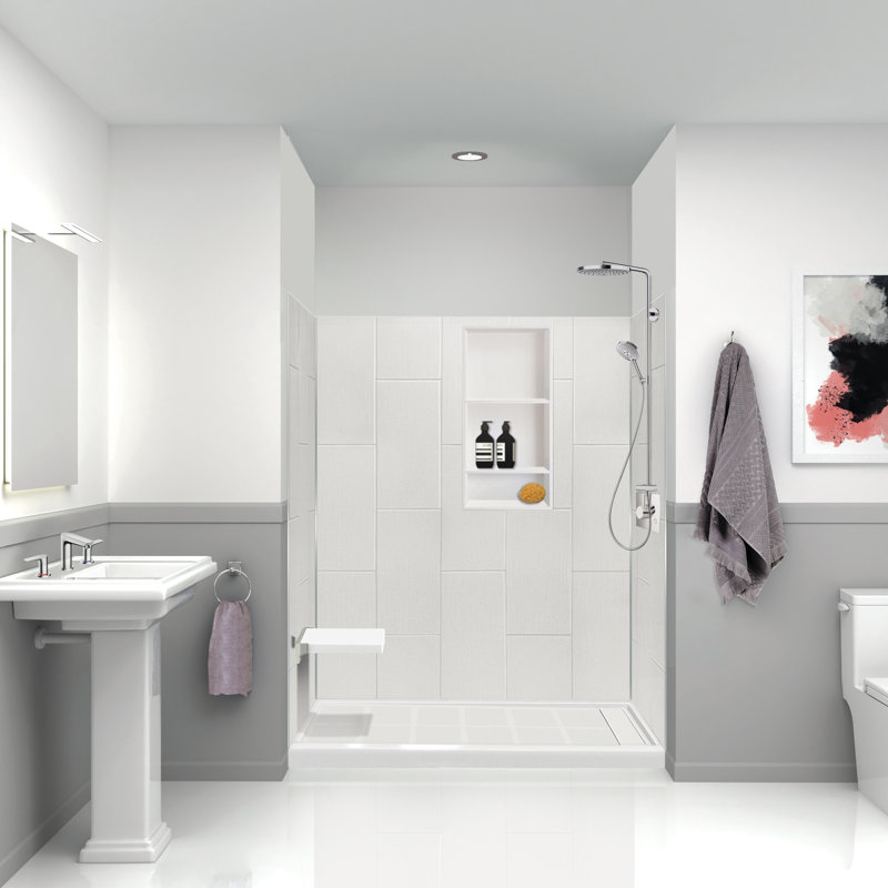 Prodigy 72" High x 60" Wide White Tile Shower Wall Panels