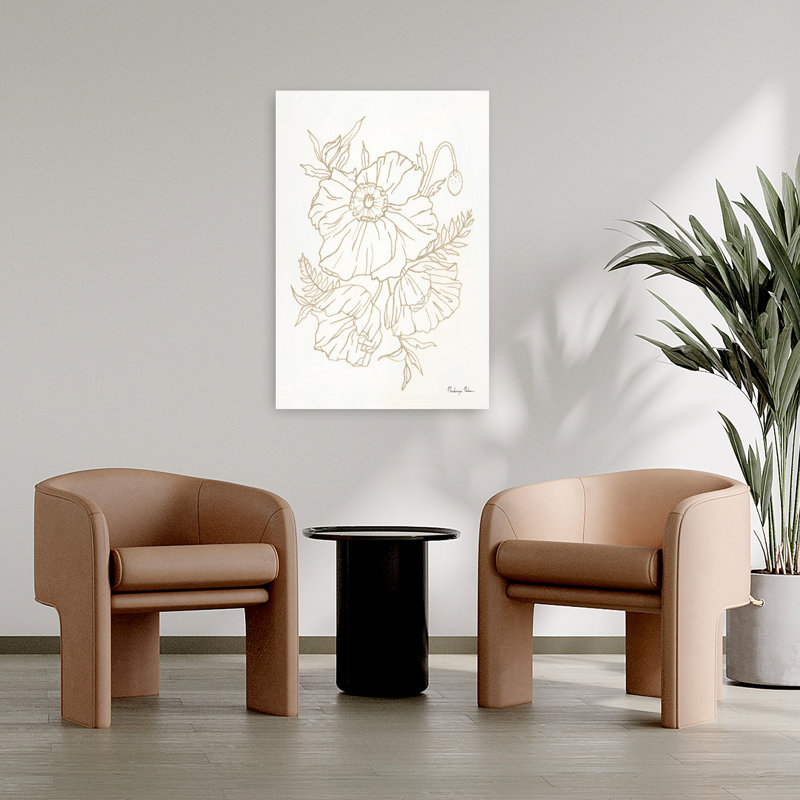 Art contemporain coquelicot, H 36 po x l 24 po