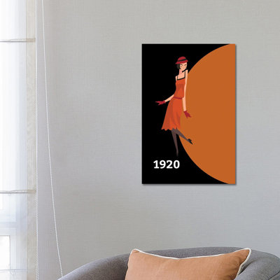 Art Deco 1920 With Gatsby Flapper Girl by Design Harvest - Wrapped Canvas Print