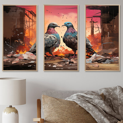 Gris et rose, pigeon Serenade I - art mural animal pigeon