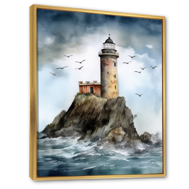 Océan tour de guet I - impressions sur toile côtières, H 40 po x l 30 po x P 1,5 po, Cadre flottant doré