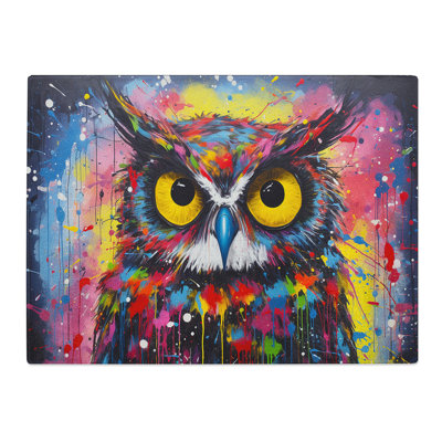 Owl Pop Art  Glass Chopping Board