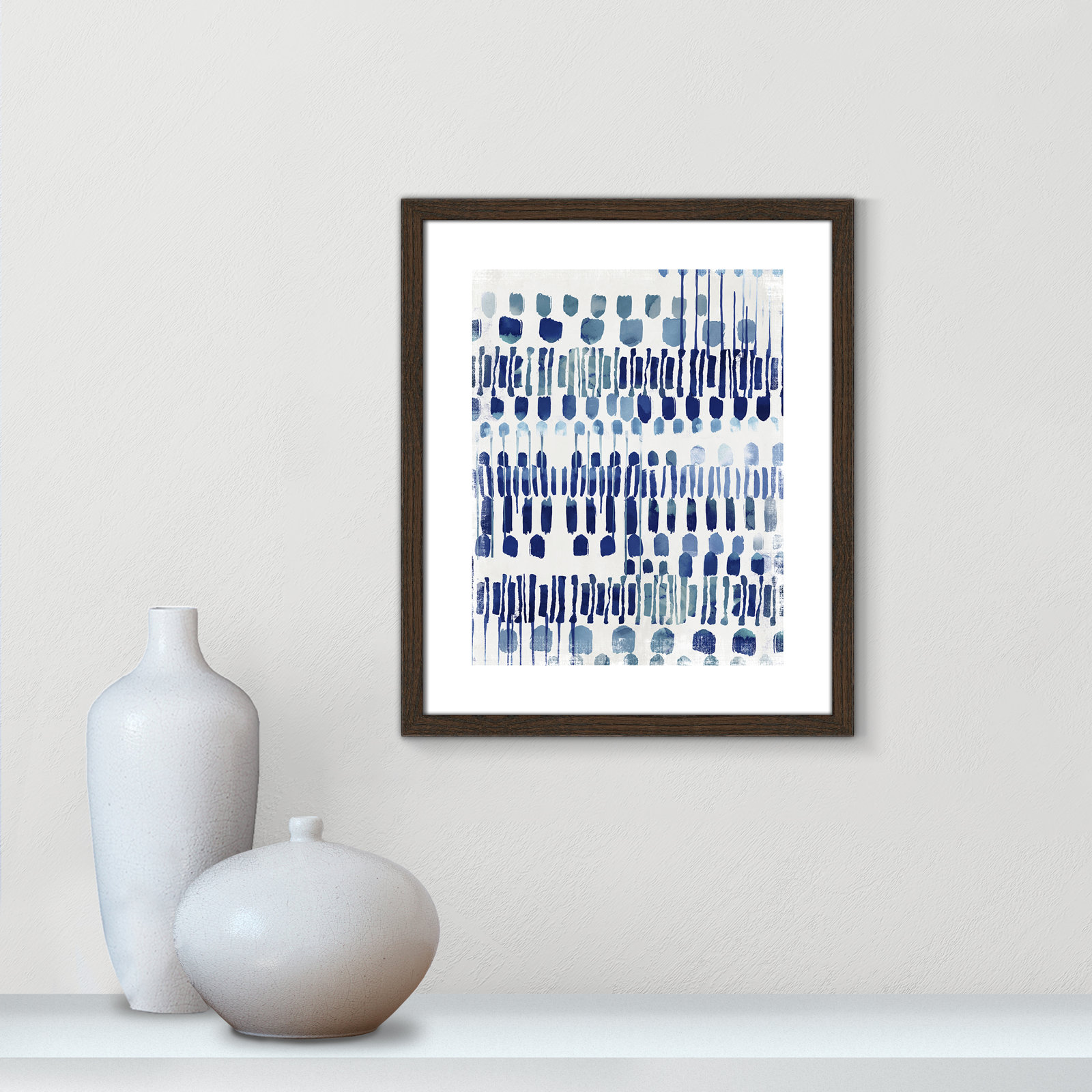 Continuously I - Painting Print, Walnut Wood Grain Framed Paper, White, 19" H x 16" W x 0.75" D