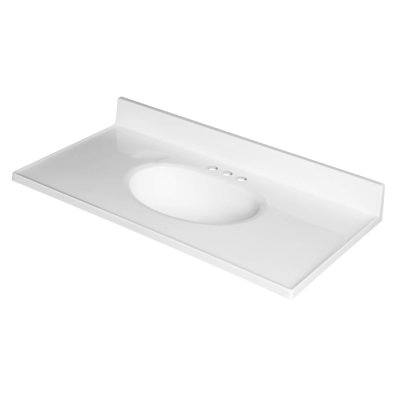 37" Single Bathroom Vanity Top in White with Sink