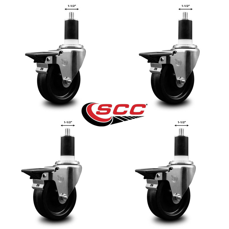 Ensemble de roulettes extensibles pivotantes avec frein Phenolique SCC PLB 4 po x 1-1 / 2 po
