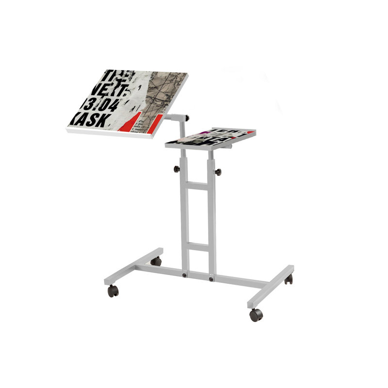 Bureau réglable ajustable pour ordinateur portable avec roulettes, panneau de particules enduit de mélamine blanche, 26,4 x 34,3 x 15,8 pouces | Hauteur réglable 34,3 - 22,4 | Capacité de charge maximale: 17,6 lb | Conception polyvalente et élégante pour le bureau à domicile et le bureau