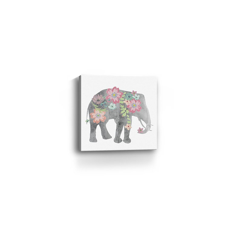 Éléphant floral, impression murale sans cadre