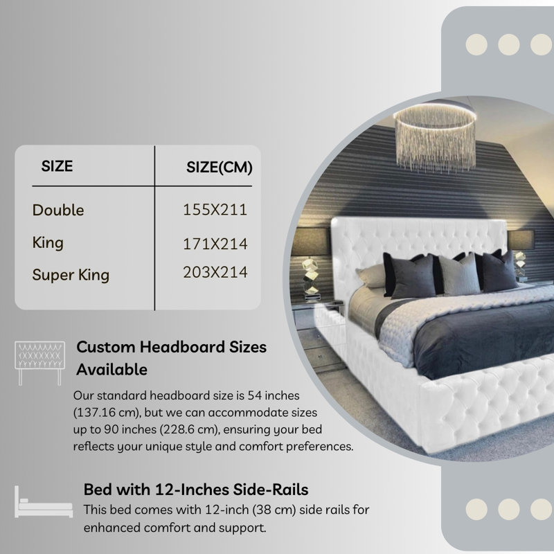 Aliyannah Upholstered Ottoman Storage Bed, Super King (6'), White