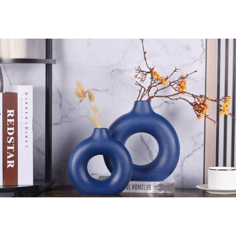 Criselle Ceramic Table Vase, Royal Blue, 15cm H x 20cm W x 4cm D