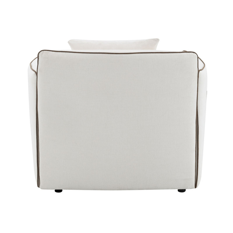 Chaise en chenille beige avec oreiller Yolanda