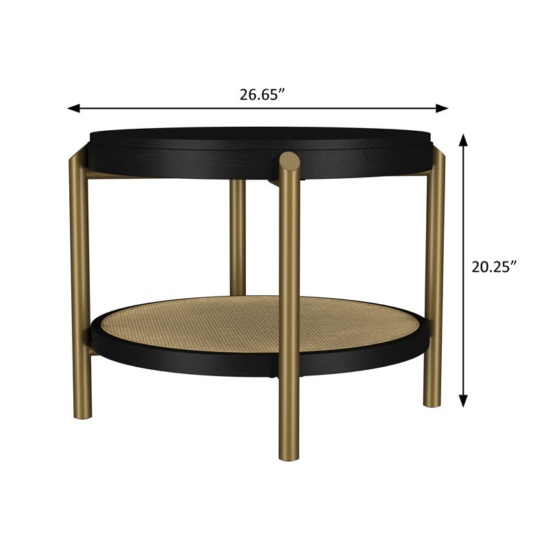 Table de bout l 26,65 po, noir, Black