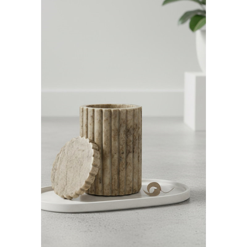 Pot de cuisine en marbre, H 6 po x l 4 po x P 4 po, Brun