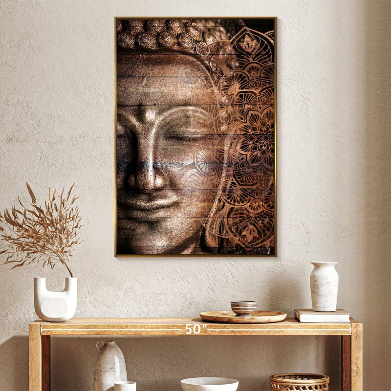 Mandala et Bouddha, Cadre flottant doré, 27" x 40"