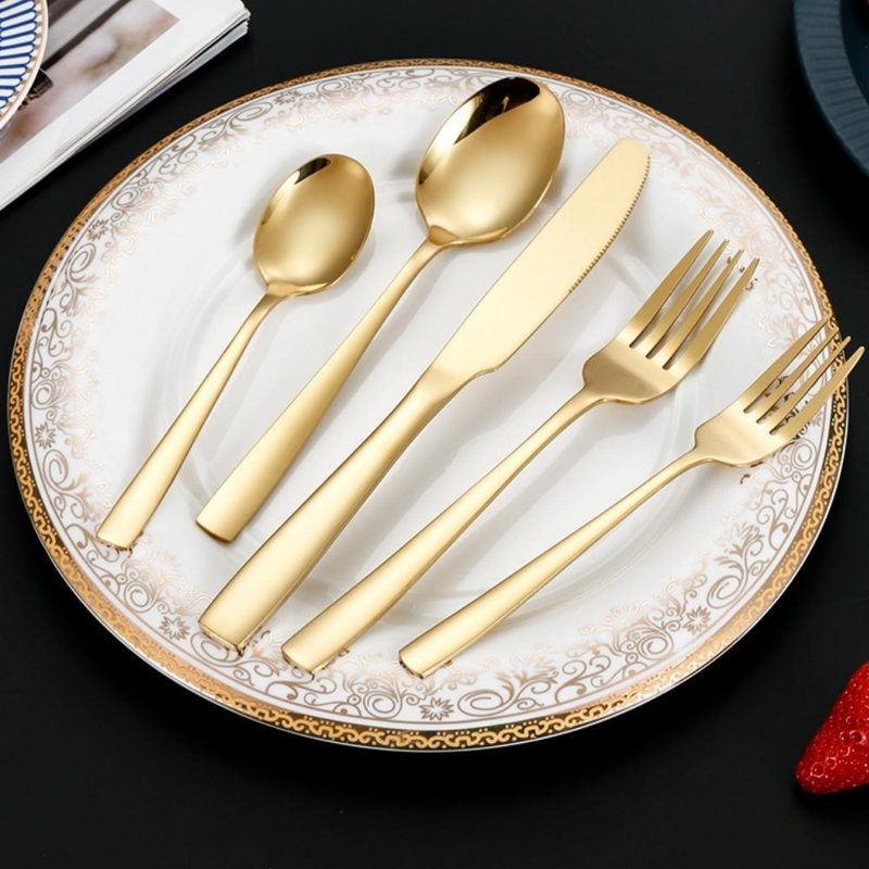 Latitude Run® Chassia Stainless Steel Flatware Set - Service for 6, Gold