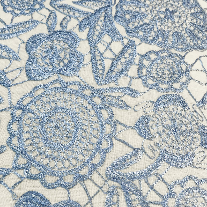 Embroidered Linen Throw Pillow