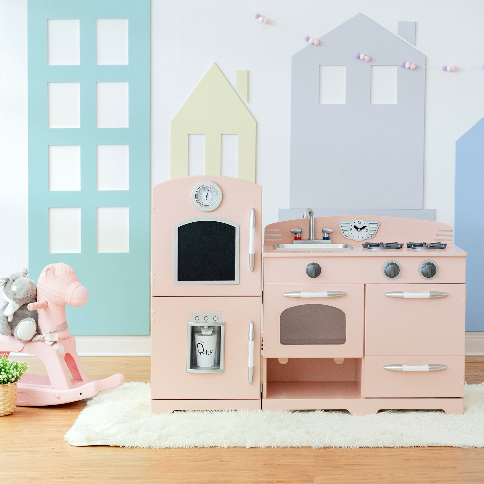 Teamson Kids Little Chef Fairfield Play Kitchen, Pink