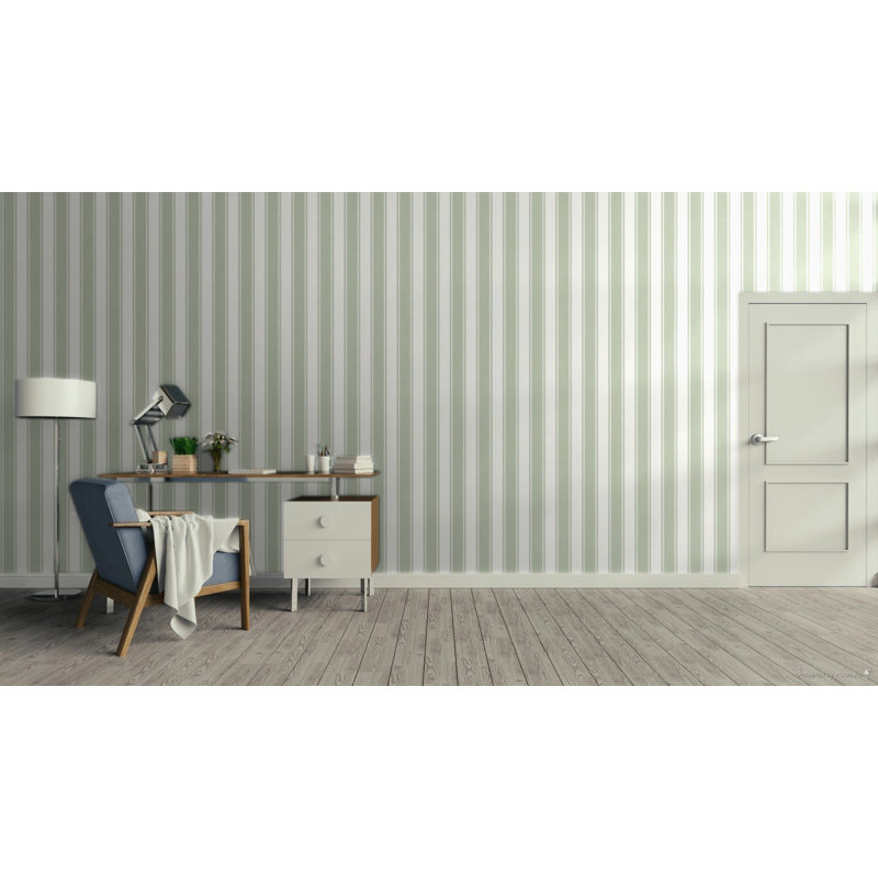 Italian Classics 4 Stripe 3D Embossed Wallpaper Roll, Green