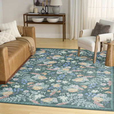 Tapis d'intérieur multicolore vert 4 pi x 6 pi Nourison Botanical Washables