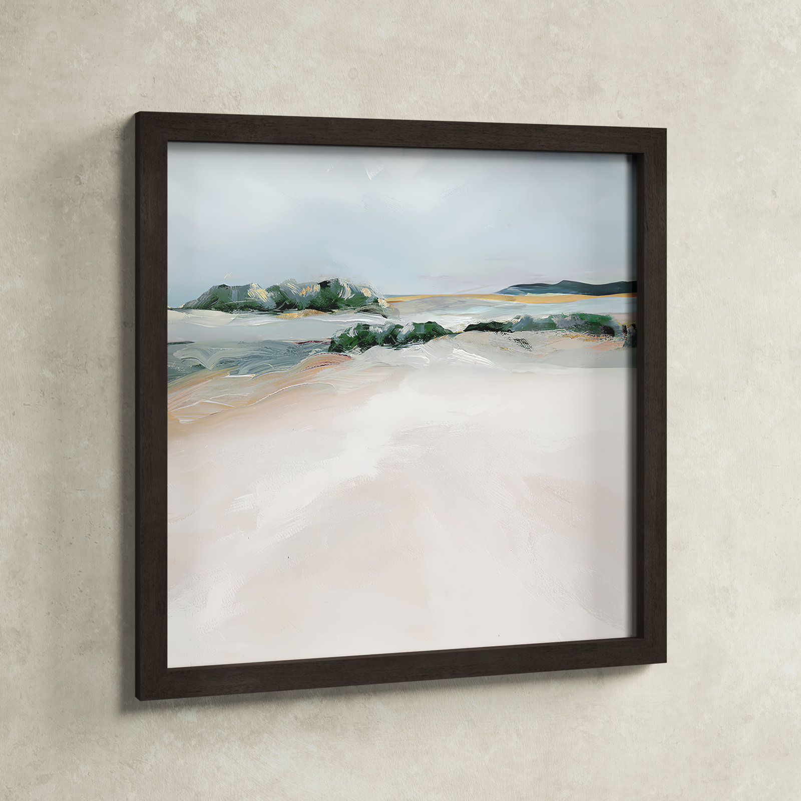 Anelis "Shimmering Path" Painting, 28.5" H x 28.5" W x 1.12" D, Walnut Framed