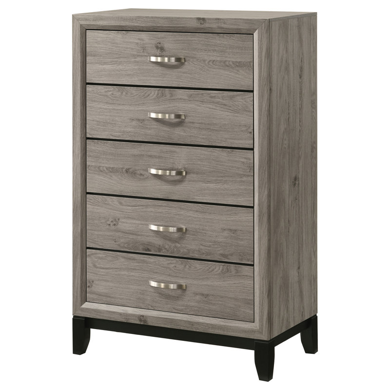 Commode de chambre à coucher à 5 tiroirs Albury Taupe clair