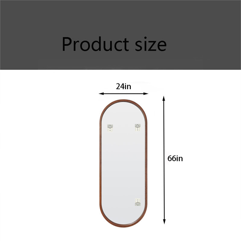 Full-Length Mirror – High-Definition Walnut Wood Oval Wall-Mounted Mirror, Large Size For Living Room, Anti-Shatter Wooden Frame, Ideal For Entryway & Bedroom Use – Walnut Material