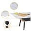 Table basse Landon de 47 po avec plateau en verre marbré blanc et bois cintré