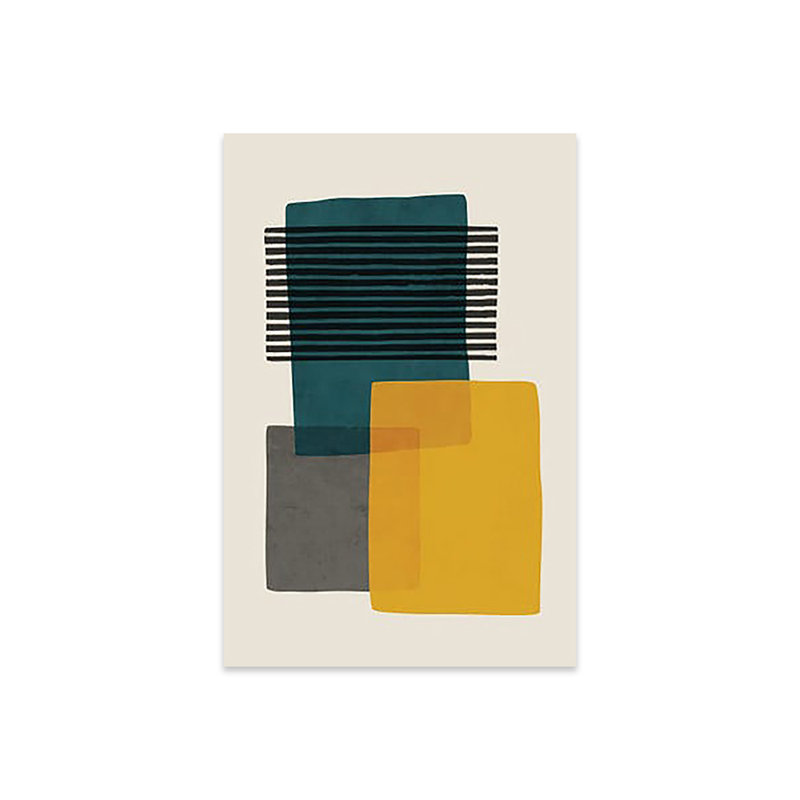 «Mcm Mustard Teal Grey I» par Emcdesignlab - impression sans cadre, H 24 po x l 16 po x P 0,25 po