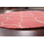 Tapis rose rond en laine touffeté à la main