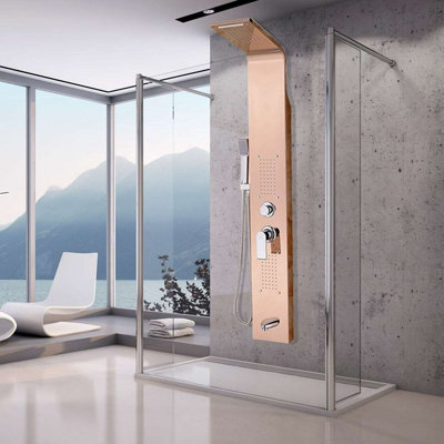 Panneau de douche thermostatique à massage BathSelect - Système mural multifonction avec pomme de douche à effet pluie