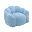 Fauteuil bleu pour adultes, anneau de traction pour la mobilité, fausse fourrure, conception antidérapante, mousse haute densité, fauteuil de détente pour salon et dortoir, tissu d'oreiller ergonomique, base, confort de chambre à coucher approprié-130844328