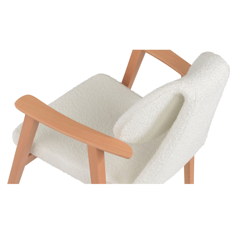 Chaise d'appoint Gakko, Naturel, Similicuir blanc