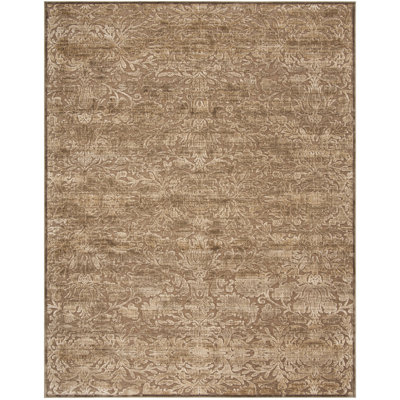 Tapis floral anthracite / chameau