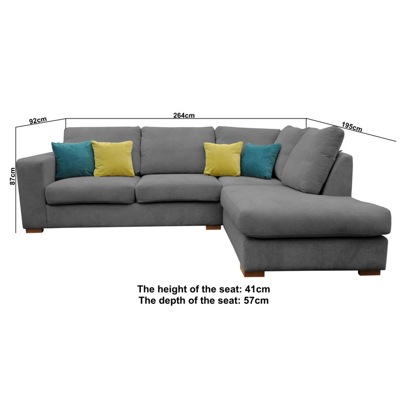Isobe Corner Sofa, Graphite, Right Hand Facing