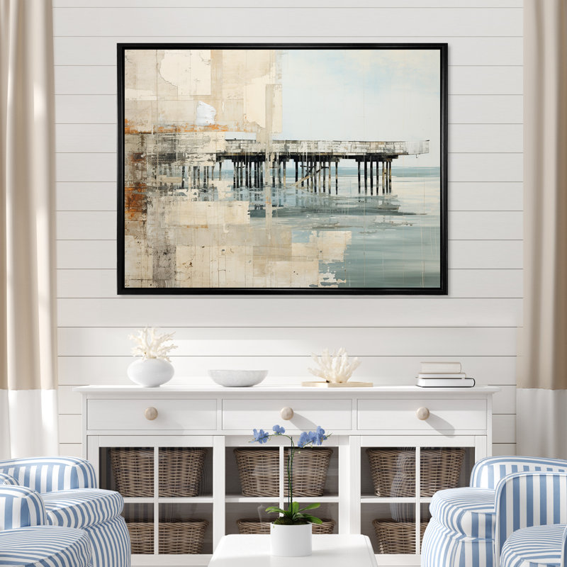 Quirion - plage et océan, impressions sur toile, Cadre flottant noir, H 34 po x l 44 po x P 1,5 po
