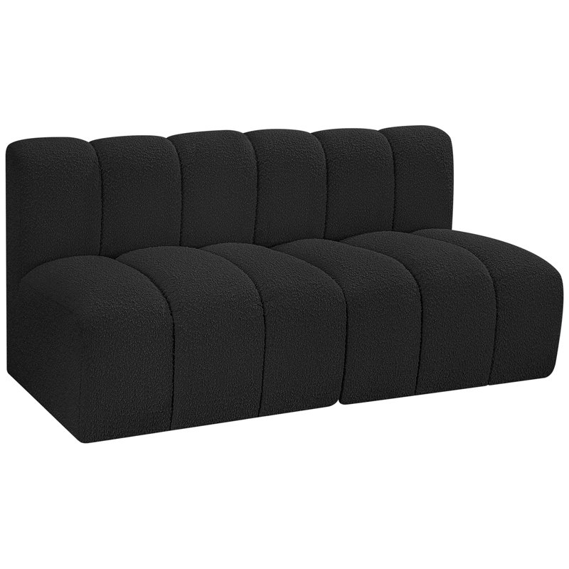 Hiral Upholstered Sectional Reversible, Black Boucle Fabric