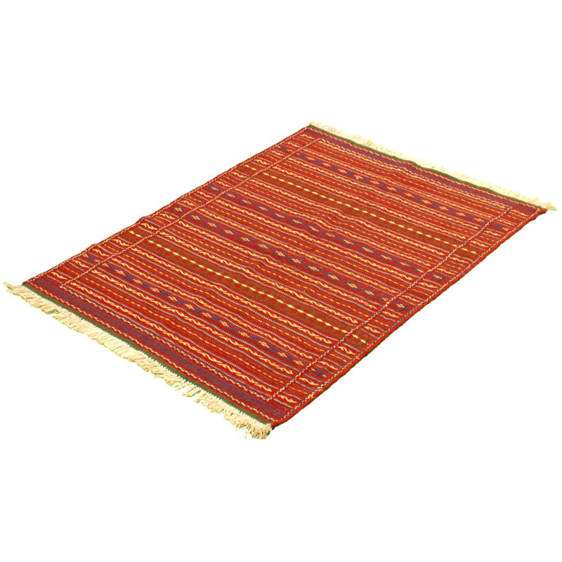 One-of-a-Kind 3'7" X 4'11" New Age Wool Area Rug in Red