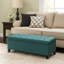 Banc de rangement avec repose-pieds Nira, tissu bleu sarcelle capitonné, 51 po-121481580