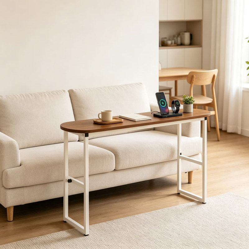 Console étroite pour canapé derrière le canapé, table de canapé à hauteur réglable, table d'entrée mince avec finition grain de bois rétro, mobilier de salon polyvalent
