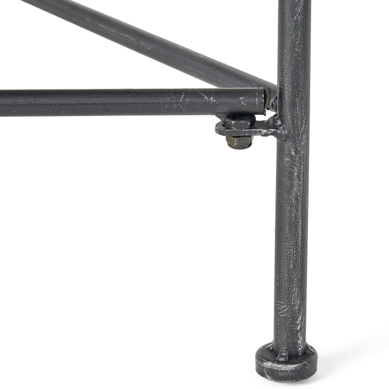 Outdoor Iron Table In Black Brush Silver Design, 36.49"W X 18"H 20.75"D, Elevates Comfort Level Powder Coated - Hue, 20.75"D 18"H, Attractive Centerpiece